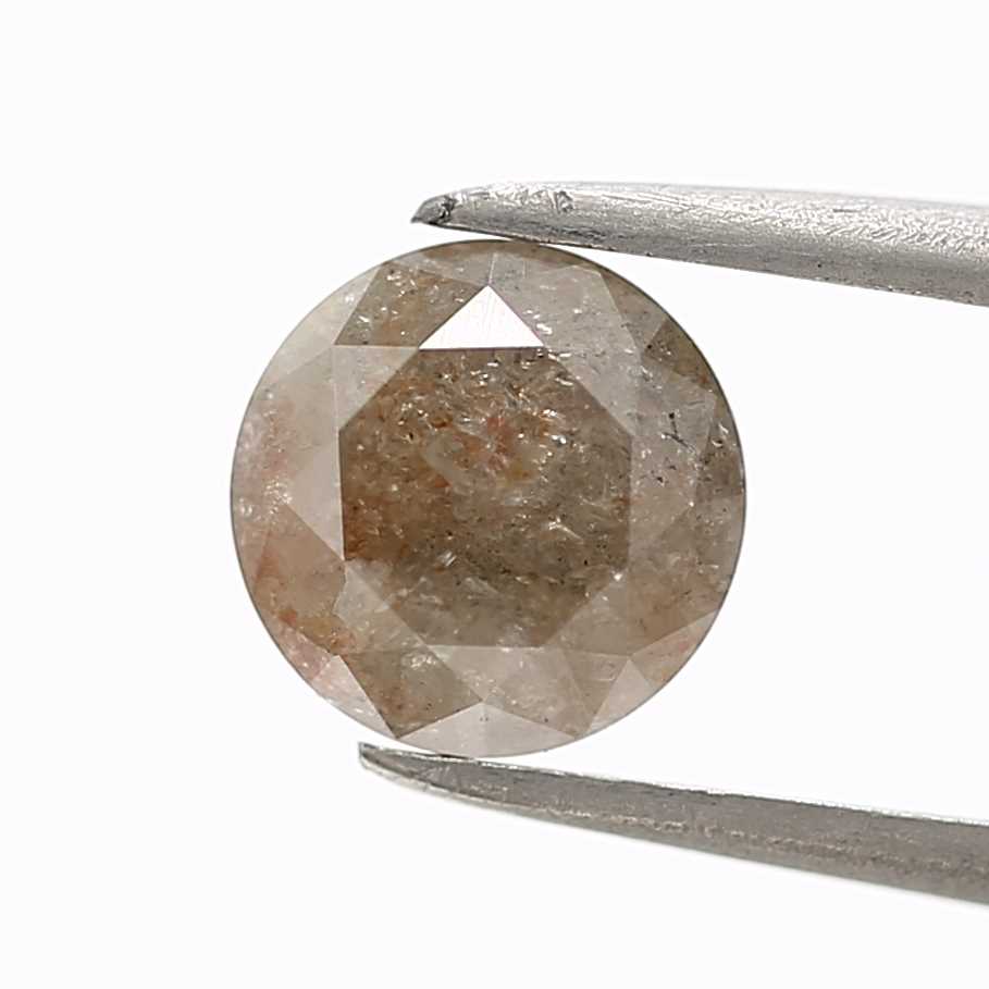 1.30 Carat Salt and Pepper Brown Gray Round Brilliant Cut Natural Loose Diamond